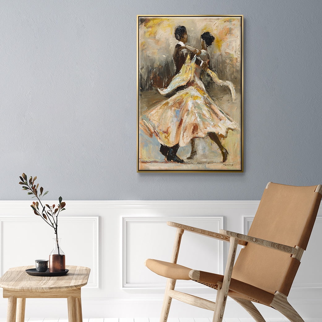 Night Out Framed Premium Gallery Wrapped Canvas - Ready to Hang - 27 x 41 - Gold Floating Frame