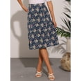 thumbnail image 3 of DARING DIVA Women's Elastic Waist A-Line Floral Print Midi Skirt XS Navy Blue, 3 of 6