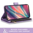 thumbnail image 3 of Asuwish Compatible with Wiko View 5 Wallet Phone Case and Tempered Glass Screen Protector Flower Faux Leather Flip Credit Card Holder Stand Zipper Cell Cover for WikoE View5 Women Purple, 3 of 8