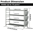 thumbnail image 5 of Seamika 4 Tier Shoe Rack Organizer Metal Shoe Storage Holds up to 15 Pairs Free Standing Shoe Shelf with Side Bag for Entryway Closet,Grey, 5 of 9