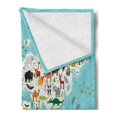 thumbnail image 2 of Wildlife Soft Flannel Fleece Throw Blanket, Graphic World Map Continents Islands Ocean Showing Local Animal Species Concept, Cozy Plush for Indoor and Outdoor Use, 70" x 90", Multicolor, by Ambesonne, 2 of 5
