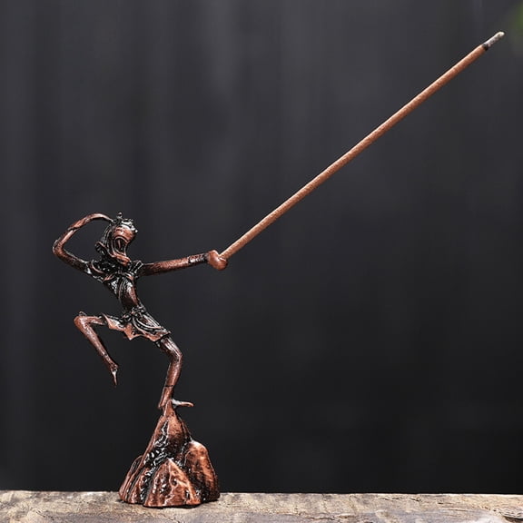 Monkey King Incense Holder Mini Stick Burner Aromatherapy Ornament for Home Meditation Decor 2 Piece Set