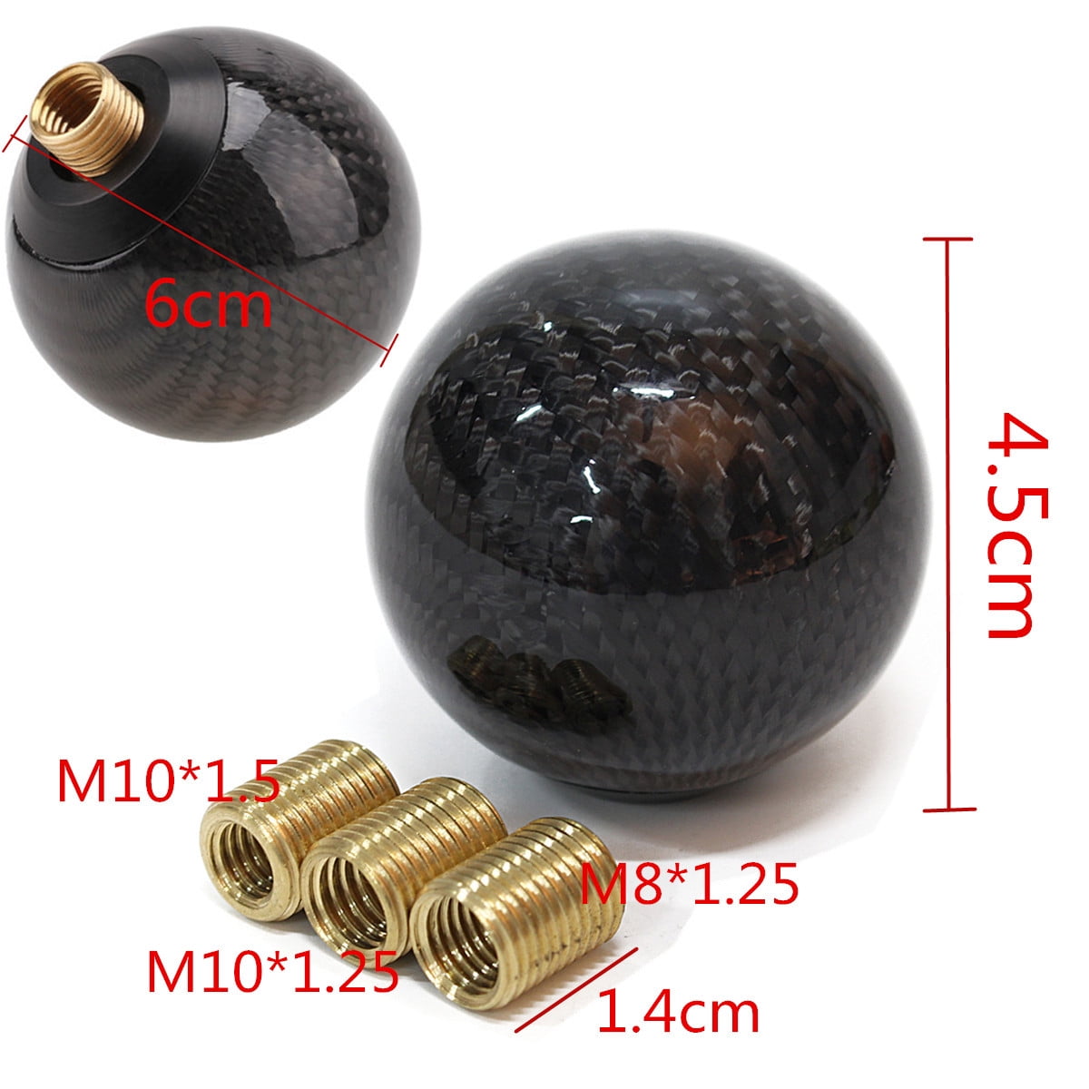 Qiilu Shift Knob,Universal Carbon Fiber 6-Speed Car Gear Shift Knob Head Shifter Lever