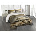 thumbnail image 2 of Ambesonne Egyptian Quilted Coverlet 3 Pcs, Pyramids with Clouds Image, King Size, Cream Orange, 2 of 4