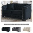 thumbnail image 5 of BUIORD Chesterfield Sofa, 59" Velvet Loveseat Sofa for Living Room, Upholstered Tufted Couch with Nailhead Arms, Black, 5 of 6