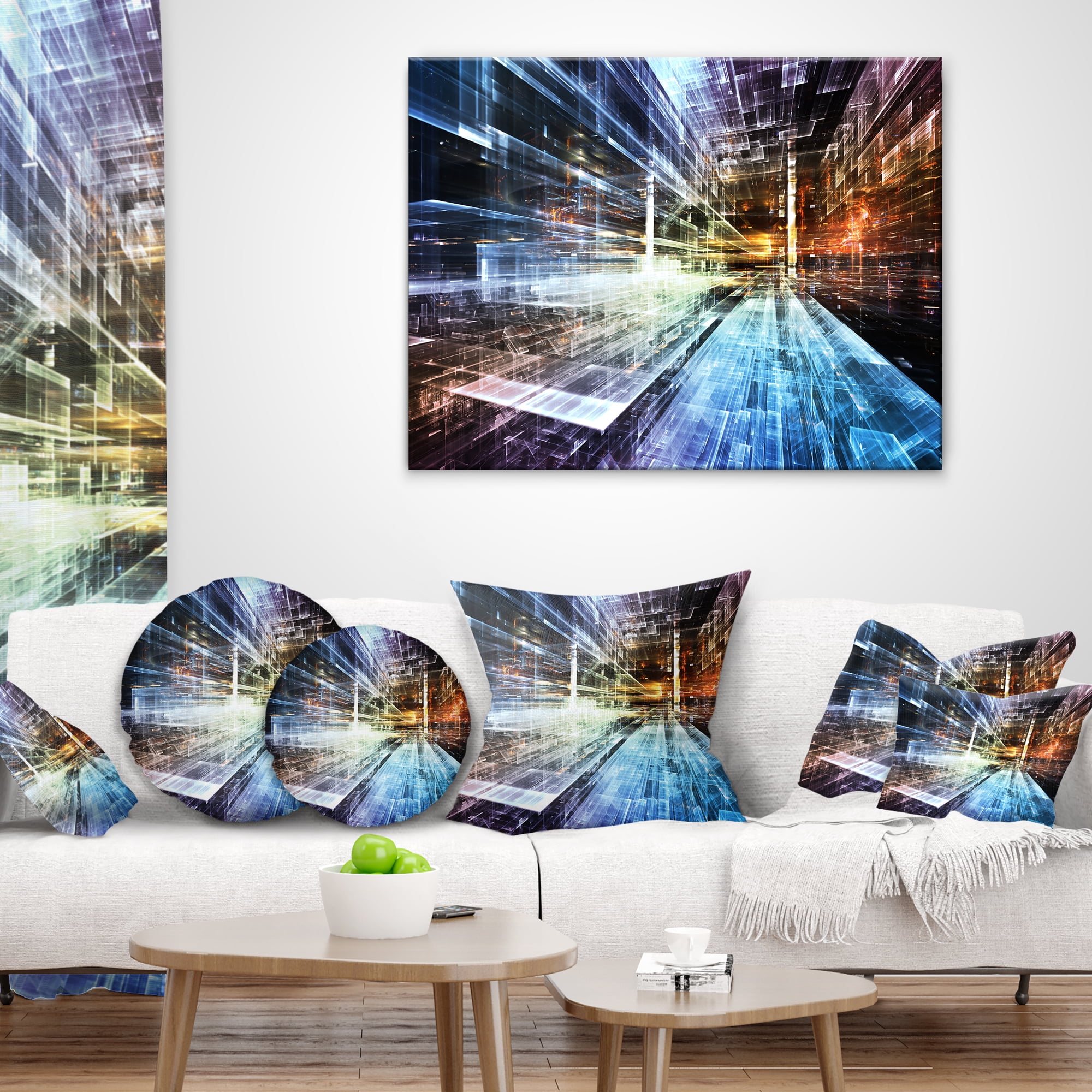 Designart Future Industry - Abstract Throw Pillow - 12x20