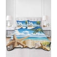 thumbnail image 3 of Beach Blue King Size Down Alternative Comforter, Lightweight Comforter Quilt Bedding Set with Pillow Shams Starfish Palm Tree Shell Sandy Beach All Seasons Bed Comforter Duvet Insert 96"x106", 3 of 7