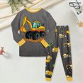 thumbnail image 2 of CAUYDY 5-6T 7-8Y 9-10Y Kid Sleepers Child Boy Suits Long Sleeved T-Shirt Elastic Pants 2PCS Comfy Fall Winter Set Boys Pajamas Sizes 8-9 Years,Dark Gray, 2 of 5