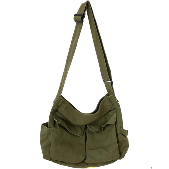 GASTROPOD Vintage Canvas Messenger Bag for Women, 15.7 Inch Laptop Satchel with Adjustable Strap, Retro Crossbody School Bag for College Work, Aesthetic Side Bag with Zipper, Black