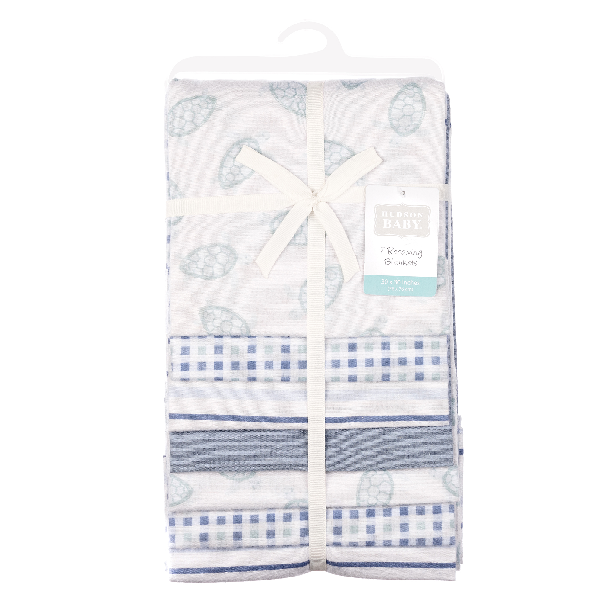 Hudson Baby Cotton Flannel Receiving Blankets 7-Pack Bundle, Little Sea Turtle , One Size