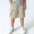 thumbnail image 2 of QIUOMBBP Athletic Quick Dry Shorts for Boys Solid Color Cargo Short Pants with Pockets Loose Summer Bottoms Beige 6Years, 2 of 9