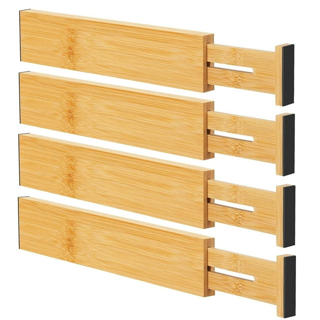 Organizador de cajones de bambú, organizador de cajones de cocina, divisor de cajones ajustable