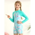 thumbnail image 3 of Kids Girls One Piece Zipper Swimsuit Long Sleeve Swimwear Bathing Suit Rash Guard 4-12 Years, 3 of 8