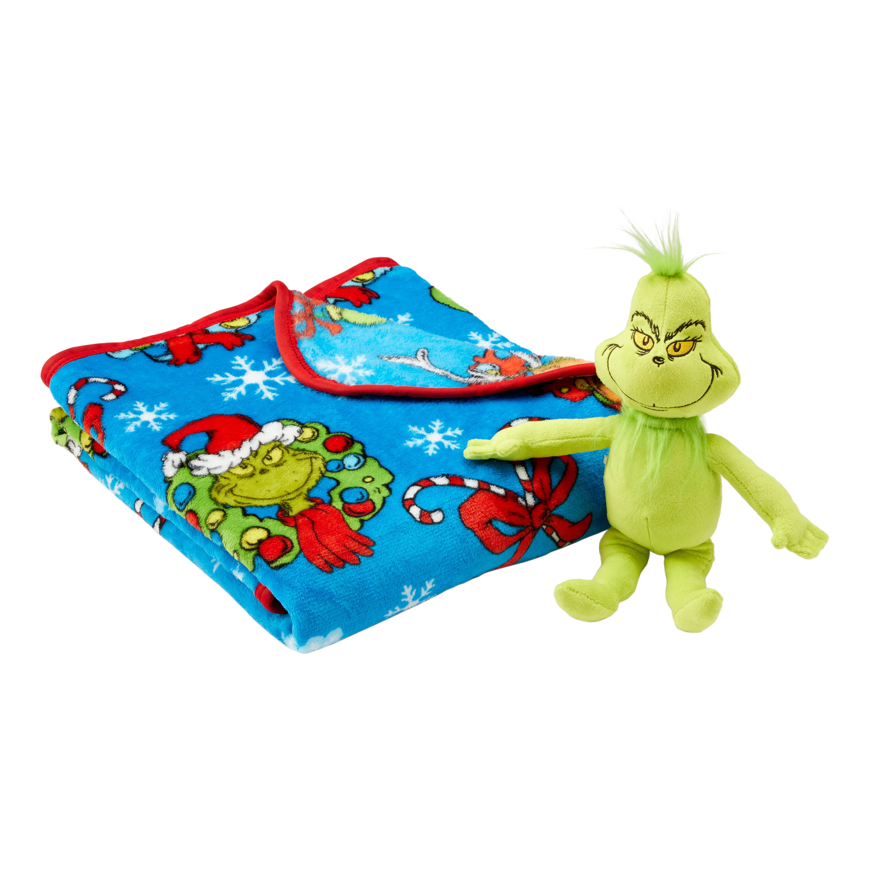 Grinch Holiday Hugger Pillow and Throw Gift Set