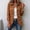 Coffee, variant on Denim Jacket for Women Long Sleeve Button Down Collared Jean Jacket with Floral Embroidery and Ruffle Casual Loose Fit Outerwear for Ladies