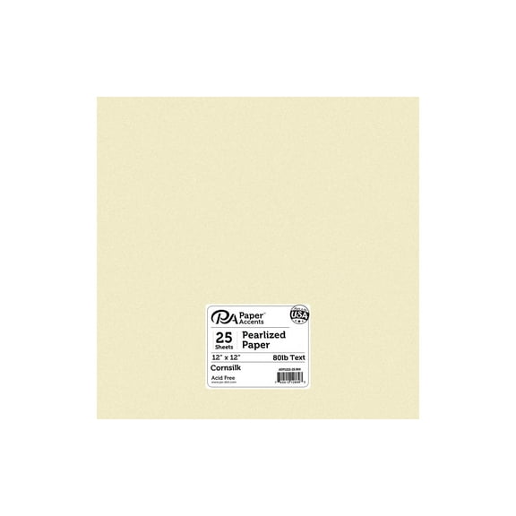 Paper Accents Paper Pearlized 12"x 12" 25pc 80lb Cornsilk