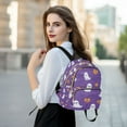 thumbnail image 6 of FORMRS Mini Backpack Purse for Women Quilted Travel Daypack Casual Shoulder Bag, Halloween Purple Ghosts, 6 of 7
