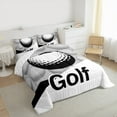 thumbnail image 3 of Feelyou Golf Print Child Full Size Comforter Sets, Modern Sports Lover Bedding Comforter Set, White Grey Cartoon Theme Reversible Bedding Sets, Microfiber Bedroom Decor, 3-Piece, 3 of 8