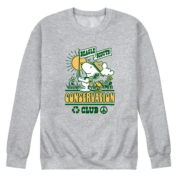 Peanuts - Beagle Scouts Conservation Club - Men's Long Sleeve Crew Fleece Sweatshirt