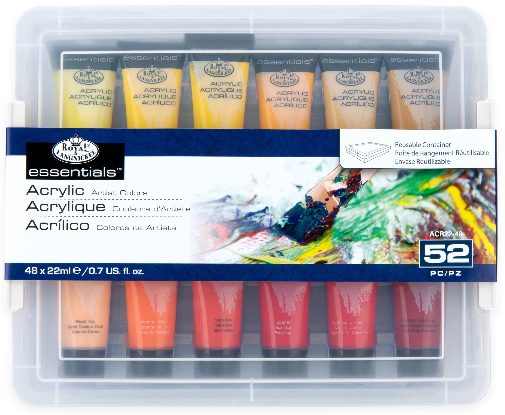 Royal & Langnickel Essentials 22ml 24 color Artist Acrylic Paint with storage case