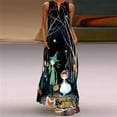 thumbnail image 4 of 2024 Women Summer Long Women's Dress Black Sleeveless Loose Face Print Elegant Party Dresses For Women 2023 Casual Beach Dress Female, 4 of 5