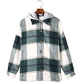 thumbnail image 4 of QWZNDZGR Women Casual Plaid Shacket Jacket Hoodies Long Sleeve Button Down Flannel Shirts, 4 of 8