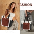 thumbnail image 4 of Gocvo 2pcs Work Tote Bags for Women, Large Capacity Puffer Tote Bags for Women, Multi-pocket Quilted Tote Bag for Work (Brown), 4 of 7