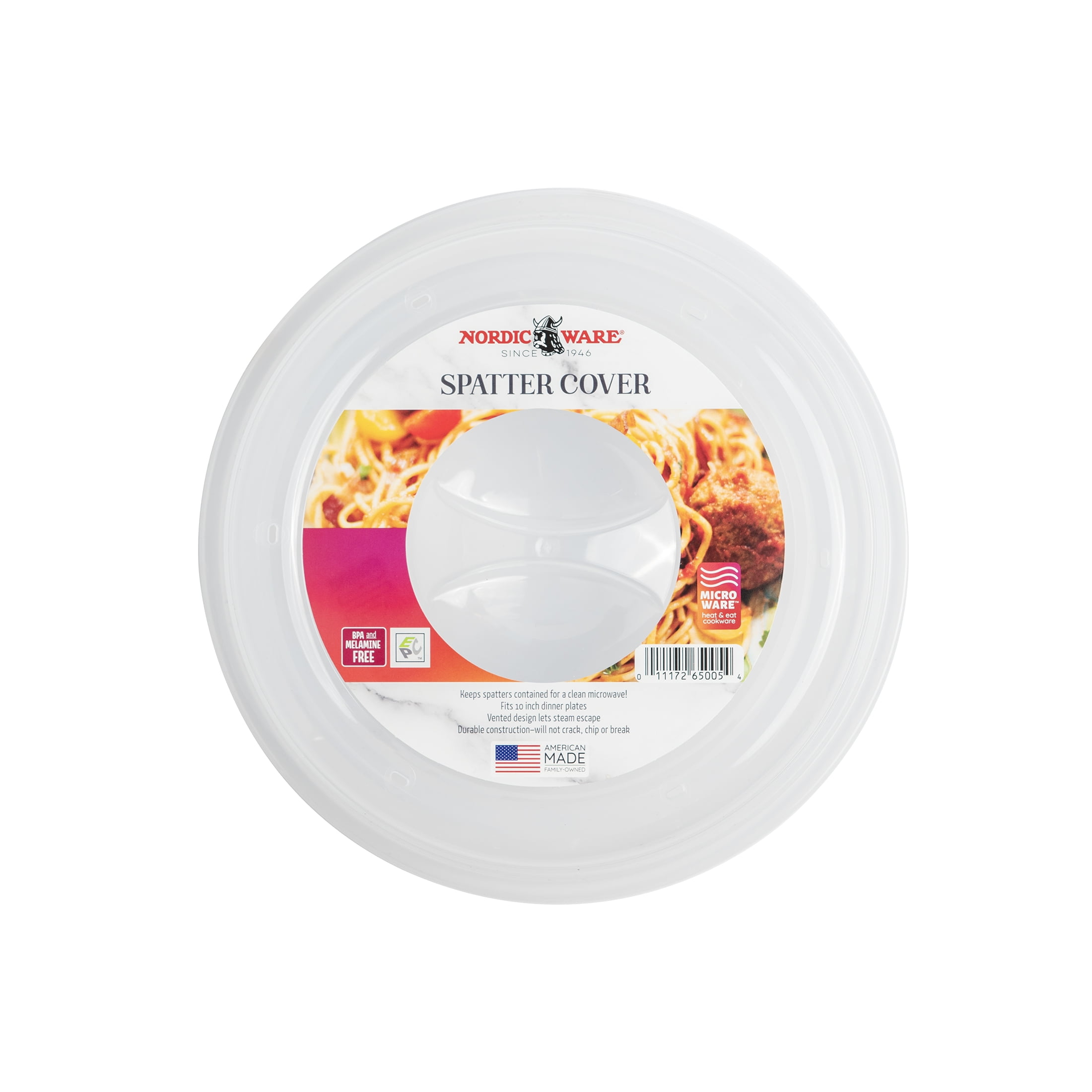 Nordic Ware 10" Microwave Splatter Cover, Clear Plastic,