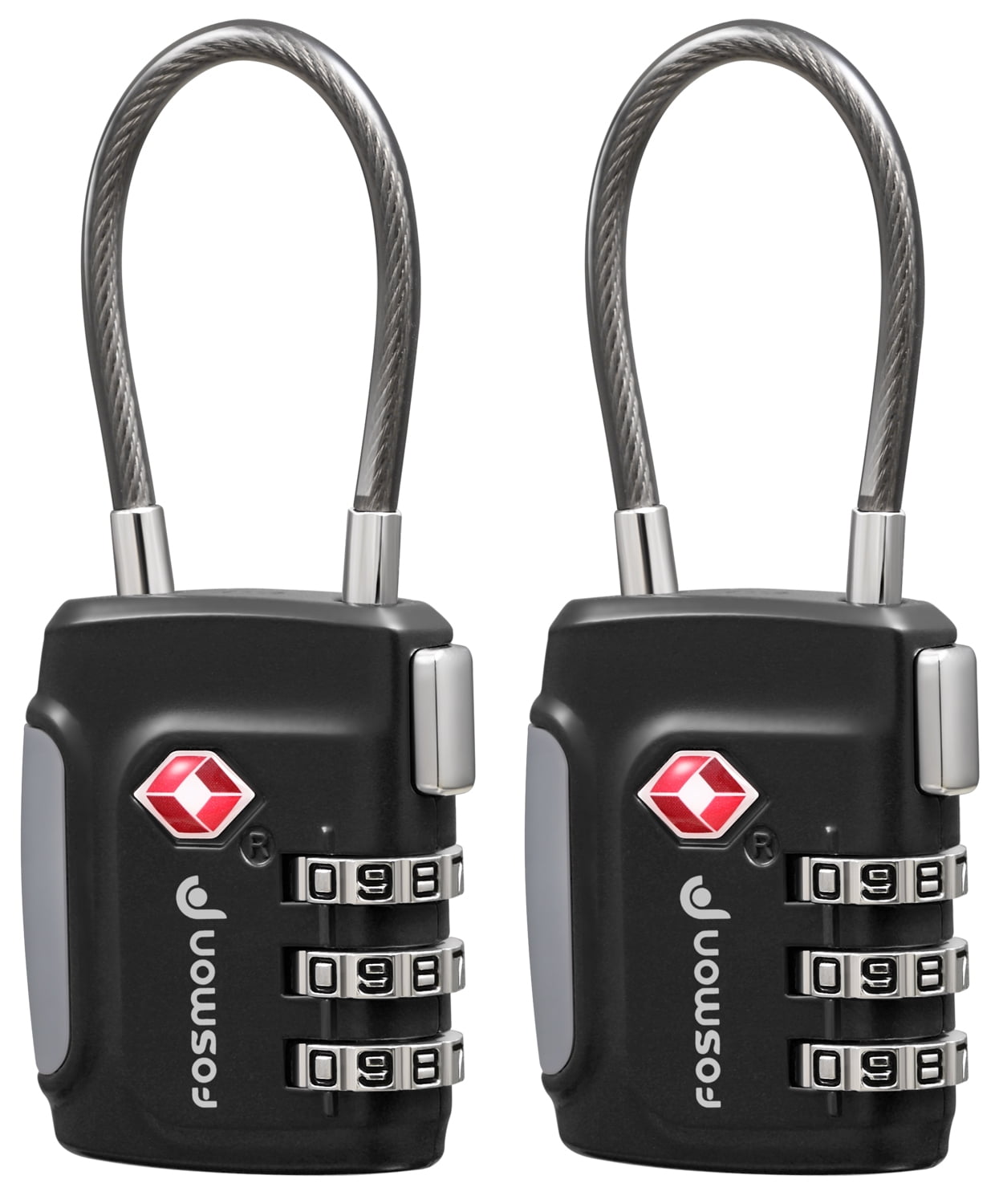 TSA Approved Cable Luggage Locks Re-settable Combination with Alloy Body 2 Pack Red Bright Colors 