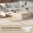 thumbnail image 3 of HOMCOM LED Extendable Coffee Table, High Gloss White Center Table, 3 of 9