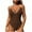 Coffee, variant on Womens One-Piece Swimsuit with Slim Straps & Decorative Edge Seaming, Elasticated Form-Fitting Swimwear Orange L