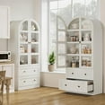 thumbnail image 3 of 71" Tall Arched Bookcase Cabinet, Wood Arched Bookshelf with Doors & Drawers, Large Arch Display Bookcase Cabinet with Storage, Farmhouse Storage Cabinet for Office Living Room, 3 of 9