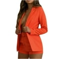thumbnail image 2 of Njoeus Women Elegant Blazer Shorts Set, Womens 2 Piece Business Outfits Long Sleeve Open Front Blazer Short Suits with Belt S-3XL, 2 of 6