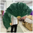 thumbnail image 3 of 100CM  Handheld Feather Fan 13Bone for Belly Dance Carnival Stage Props Wedding Party Accessories, 3 of 7