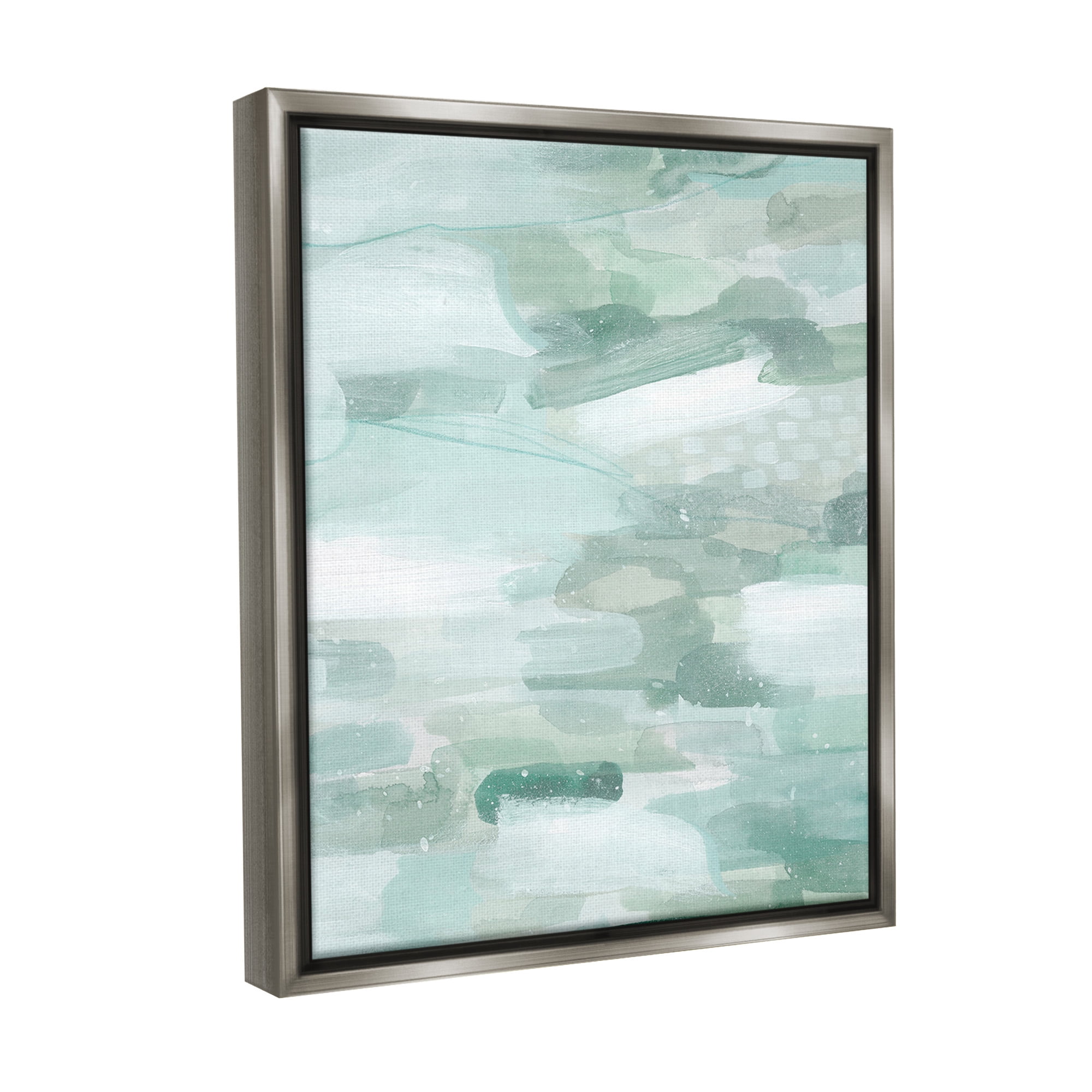 Stupell Industries Green Brush Strokes Abstract Painting Gray Floater Framed Canvas Art Print Wall Art, 25 x 31