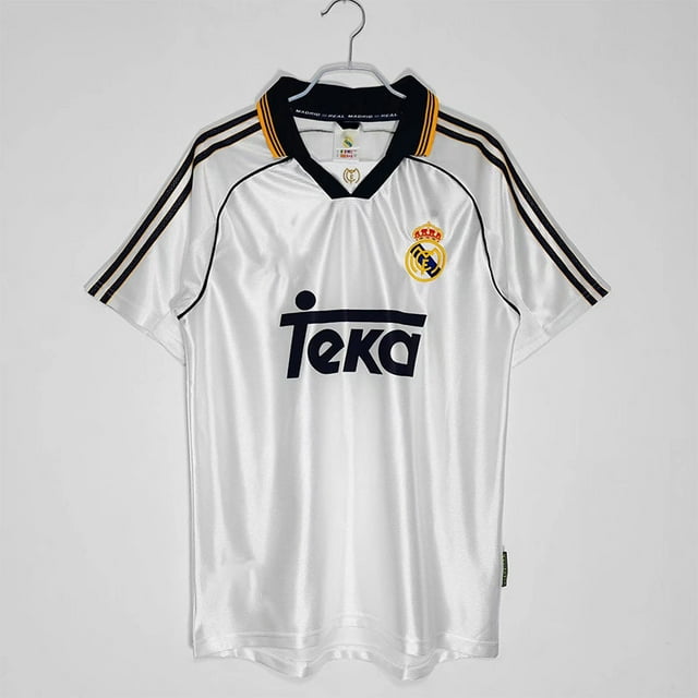 Camiseta De Fútbol Clásica Blanca De Verano De Local Del Real Madrid 98/00, Manga CortaL