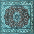 thumbnail image 1 of Ahgly Company Indoor Square Medallion Light Blue Traditional Area Rugs, 4' Square, 1 of 4
