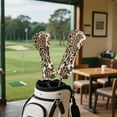 thumbnail image 4 of Yuyamidu Brown Cow Print Golf Club Head Covers Leopard Print Golf Club Cover for Driver Fairway Woods Hybrids PU Leather Golf Accessory, 4 of 7
