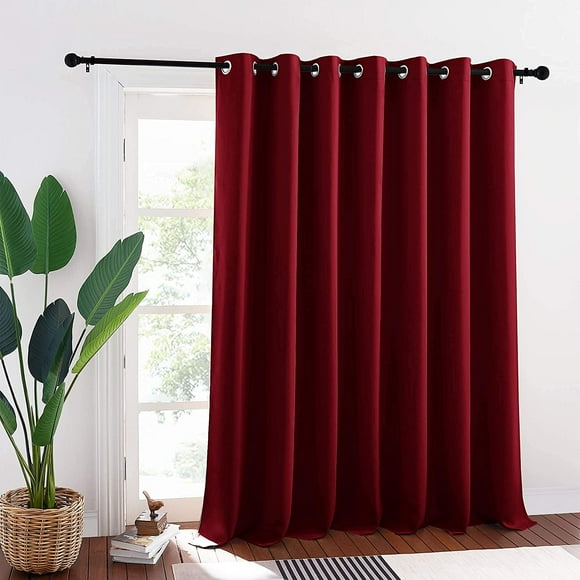 ZMLEVE Wide Wall Divider Curtain - Heavy-Duty Vertical Blinds Backdrop Curtain for Sliding Door Windows, Solid Blackout Curtain for Bedroo Living Room, 100 inch Wide x 95 inch Long, Burgundy Red