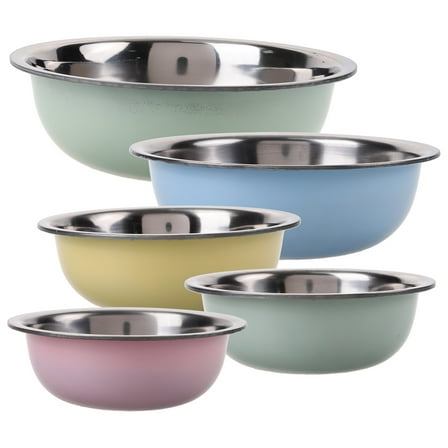 BESTYASH Edged Metal Mixing Bowls Set, Assorted Colors, Kitchen Bowls for Baking, Cooking, Food Prep