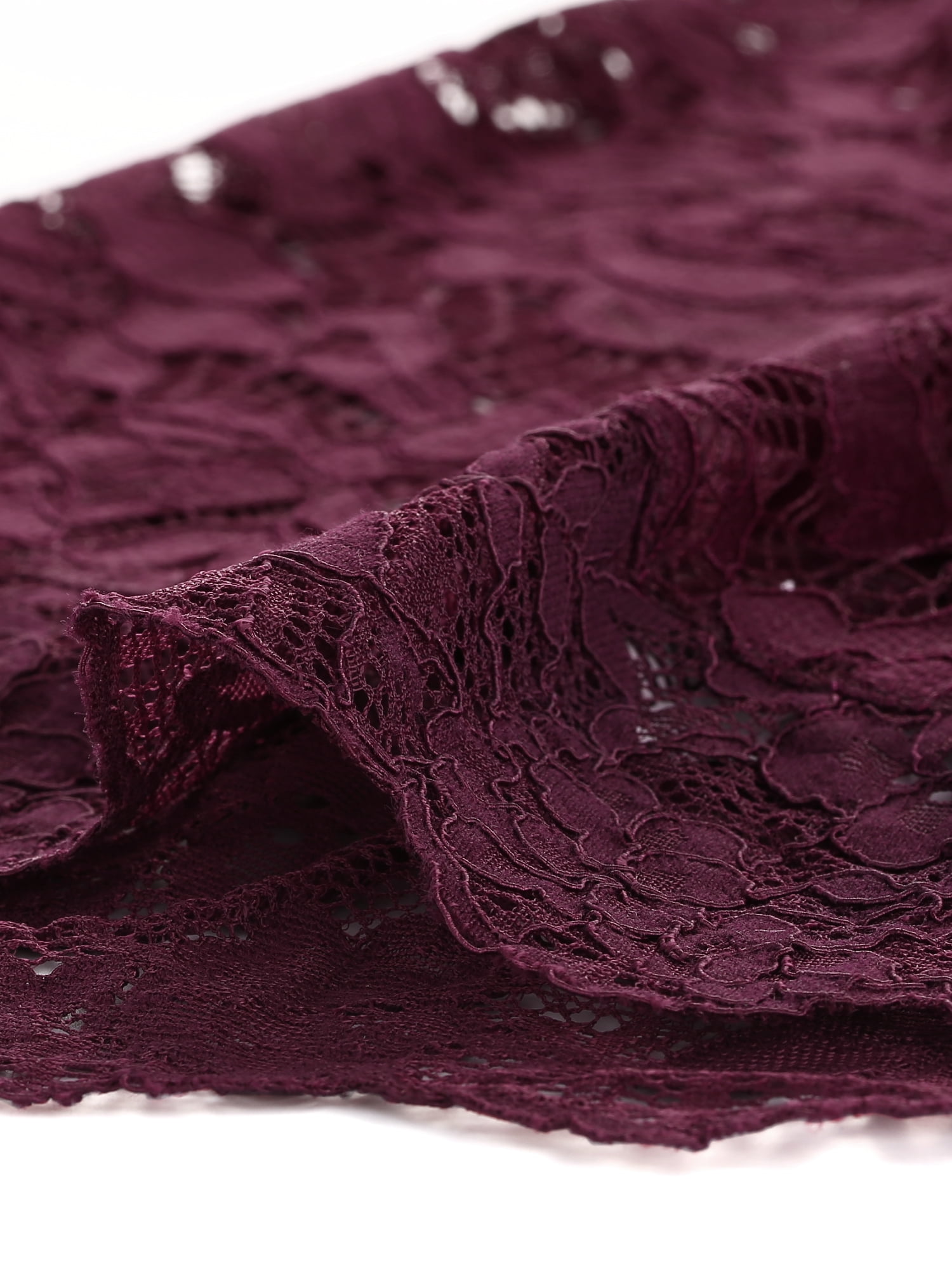 DARING DIVA 3/4 Sleeve Sheer Floral Lace Shrug Top S Burgundy