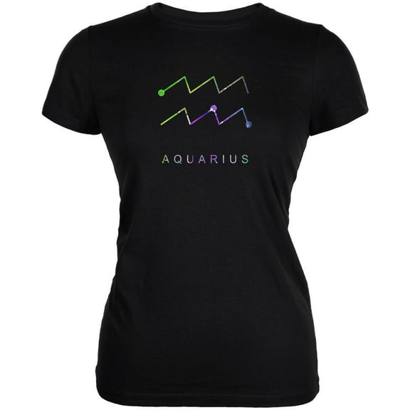 Sacred Zodiac Aquarius Juniors Soft T Shirt Black LG