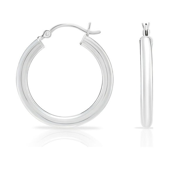 Tilo Jewelry 925 Sterling Silver Classic Polished Round Hoop Earrings, 3mm Tube (20mm) for Women & Unisex