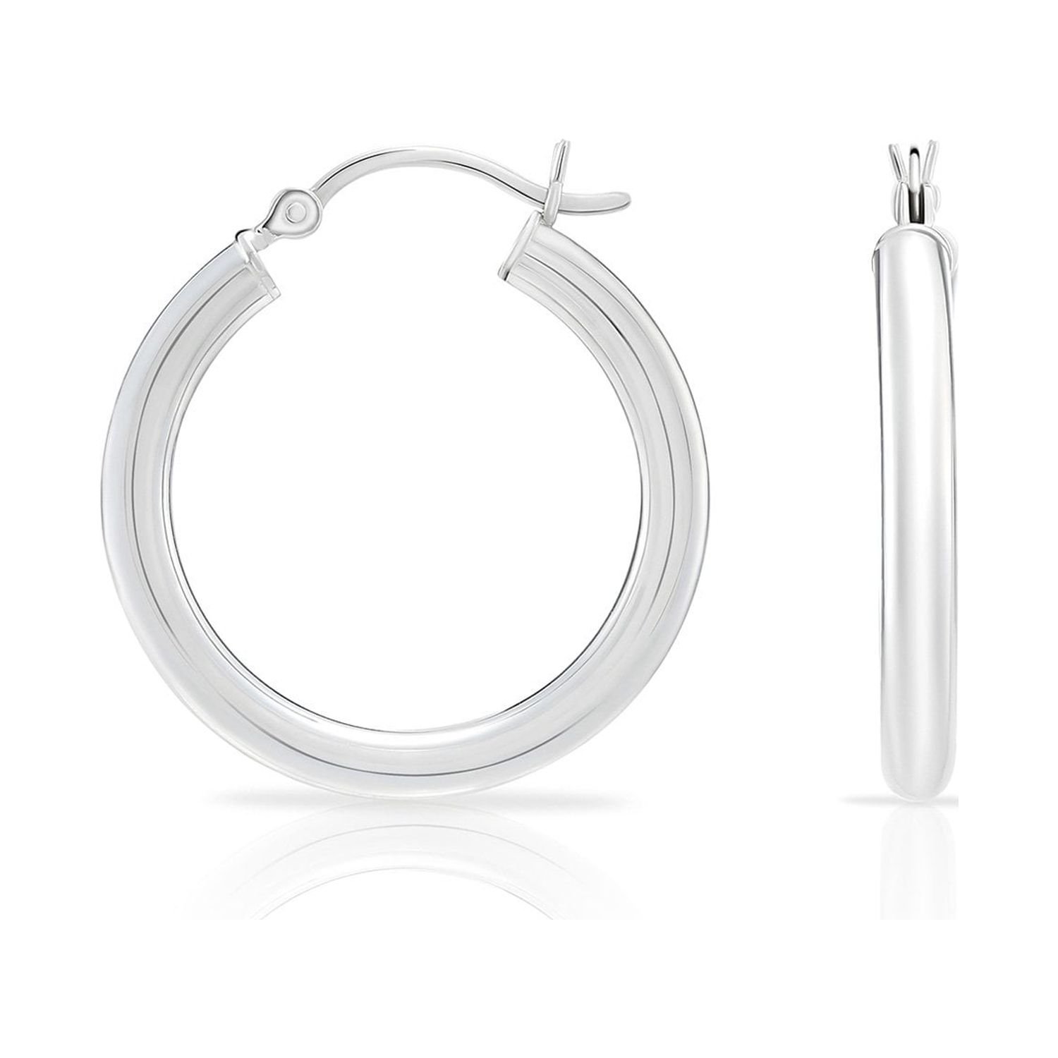 Tilo Jewelry 925 Sterling Silver Classic Polished Round Hoop Earrings, 3mm Tube (20mm) for Women & Unisex