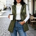 thumbnail image 2 of Yutgune Women's Long Quilted Vest Lapel Collar Sleeveless Jacket Casual Fall Outerwear, 2 of 6