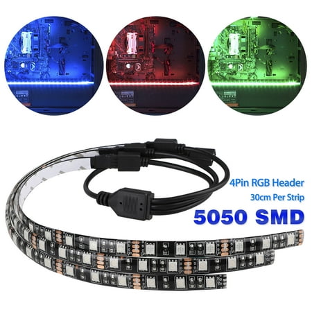 3-pack LED Strip Lights with 4pin Hub Adapter, RGB Gaming LED Strip Lights Case Lighting Gamer DIY with Aura Sync for