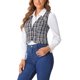thumbnail image 4 of CHALECO Vintage a Cuadros INSPIRE CHIC para Mujer, Cuello en V, de Un Solo Botón, Sin Mangas, Espalda Racer, Talla XS, Negro y Blanco, 4 of 6