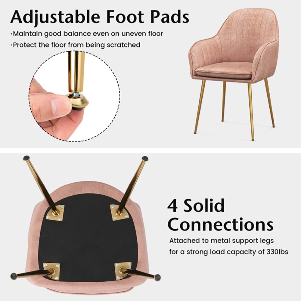 Finihen Modern Living Dining Room Accent Arm Chairs, Accent Upholstered Arm Chair with Steel Gold Legs, Set of 2, for Bedroom, Living Room, Dining Room, Pink Finihen Modern Living Dining Room Accent Arm Chairs, Accent Upholstered Arm Chair with Steel Gold Legs, Set of 2, for Bedroom, Living Room, Dining Room, Pink