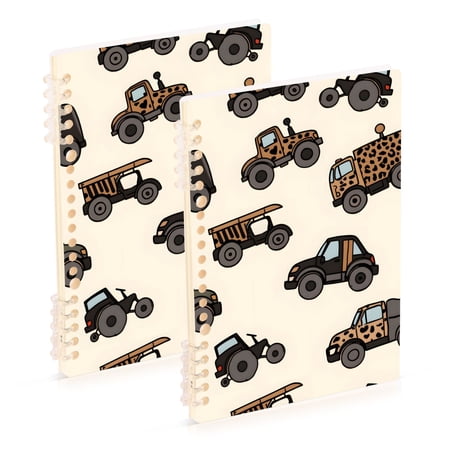 joogoo Spiral Journal Notebook Leopard Truck Cars-a1 College Ruled Notebooks 8.3" x 5.7" 2 PCs