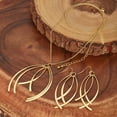 thumbnail image 2 of West Coast Jewelry Women's Curved Wire Dangle Gold Tone Jewelry Set, 2 of 4